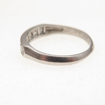 Antique Art Deco Platinum Real Round-Cut Diamond Engraved Ring Size 5.5