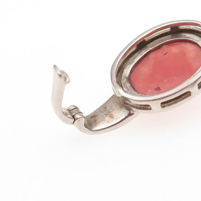 925 Sterling Silver Vintage Real Cherry Quartz Modernist Charm Pendant