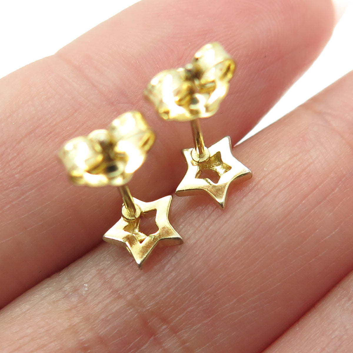 925 Sterling Silver Gold Plated Star Stud Earrings