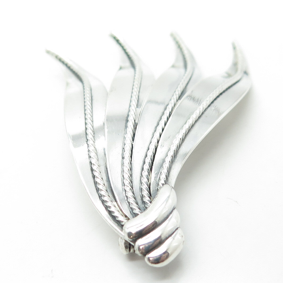 B. MUNKSGAARD 925 Sterling Silver Antique Art Deco Denmark Leaf Pin Brooch