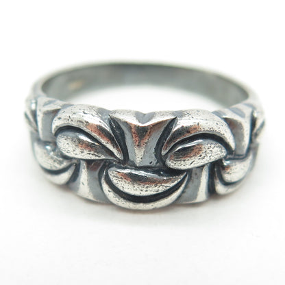 925 Sterling Silver Vintage Modernist Puffy Ring Size 9.25