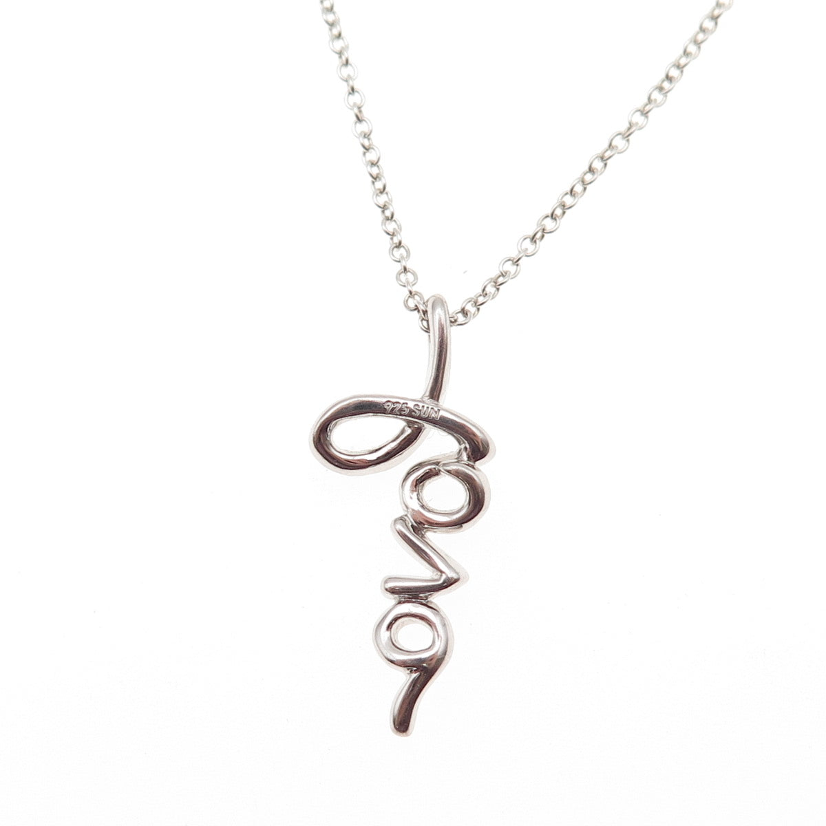 925 Sterling Silver Real Round-Cut Diamond Love Cable Chain Necklace 18"