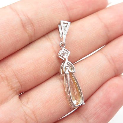 925 Sterling Silver White & Yellow C Z Pendant