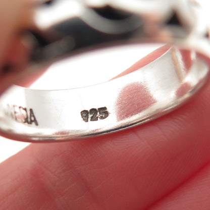 Lois Hill Sterling Silver Vintage Signature Scroll Oxidized Band Ring Size 9.25