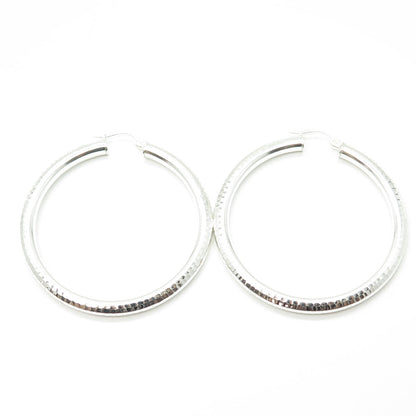 HAN 925 Sterling Silver Hammered Hoop Earrings