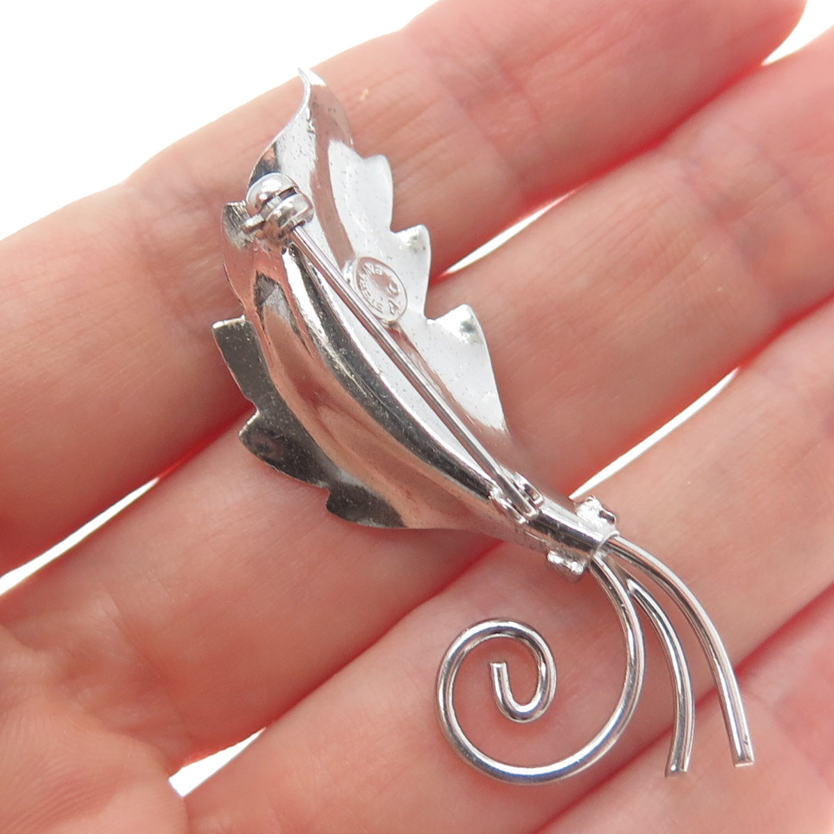 ALICE CAVINESS 925 Sterling Silver Vintage Floral Leaf Pin Brooch