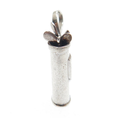 925 Sterling Silver Antique Art Deco Golf Club Minimalist 3D Charm Pendant