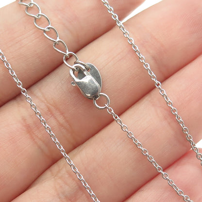 925 Sterling Silver Pave C Z Heart w/Wings Cable Chain Necklace 18-20"