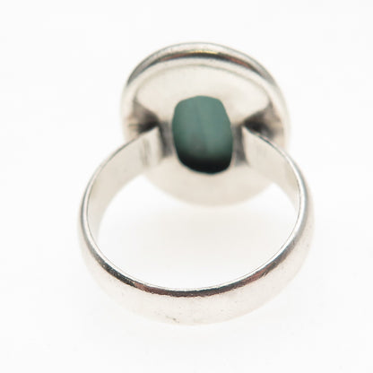 925 Sterling Silver Vintage Real Tyrone Turquoise Oxidized Ring Size 6.5