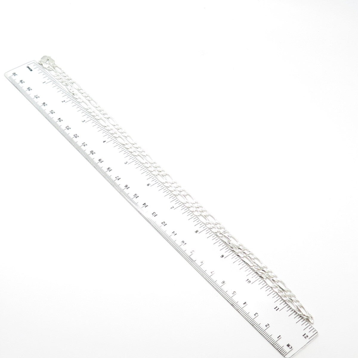 925 Sterling Silver Italy Figaro Chain Necklace 22"