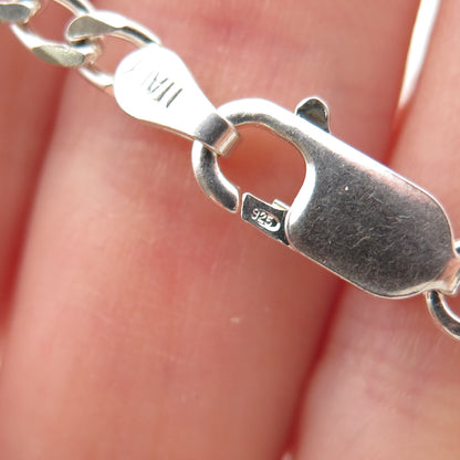 925 Sterling Silver Vintage Italy Figaro Link Bracelet 7.25"