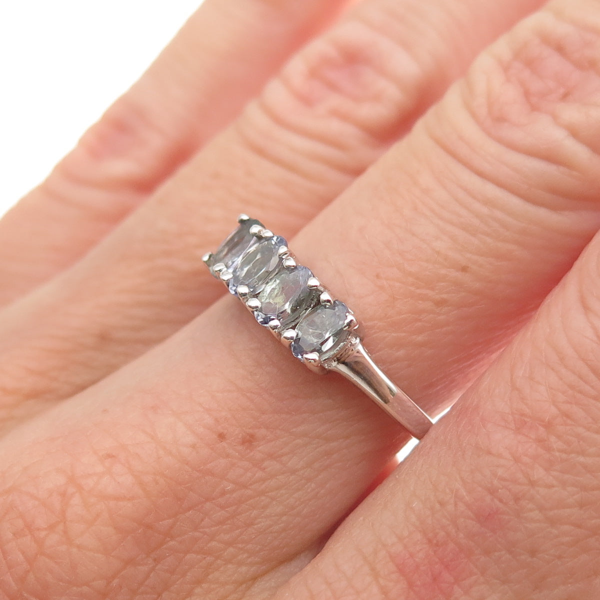 Chuck Clemency 925 Sterling Silver Real Oval-Cut Tanzanite Ring Size 7.25