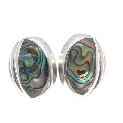 ATI ANNIKA WITT 925 Sterling Silver Vintage Mexico Real Abalone Shell Earrings