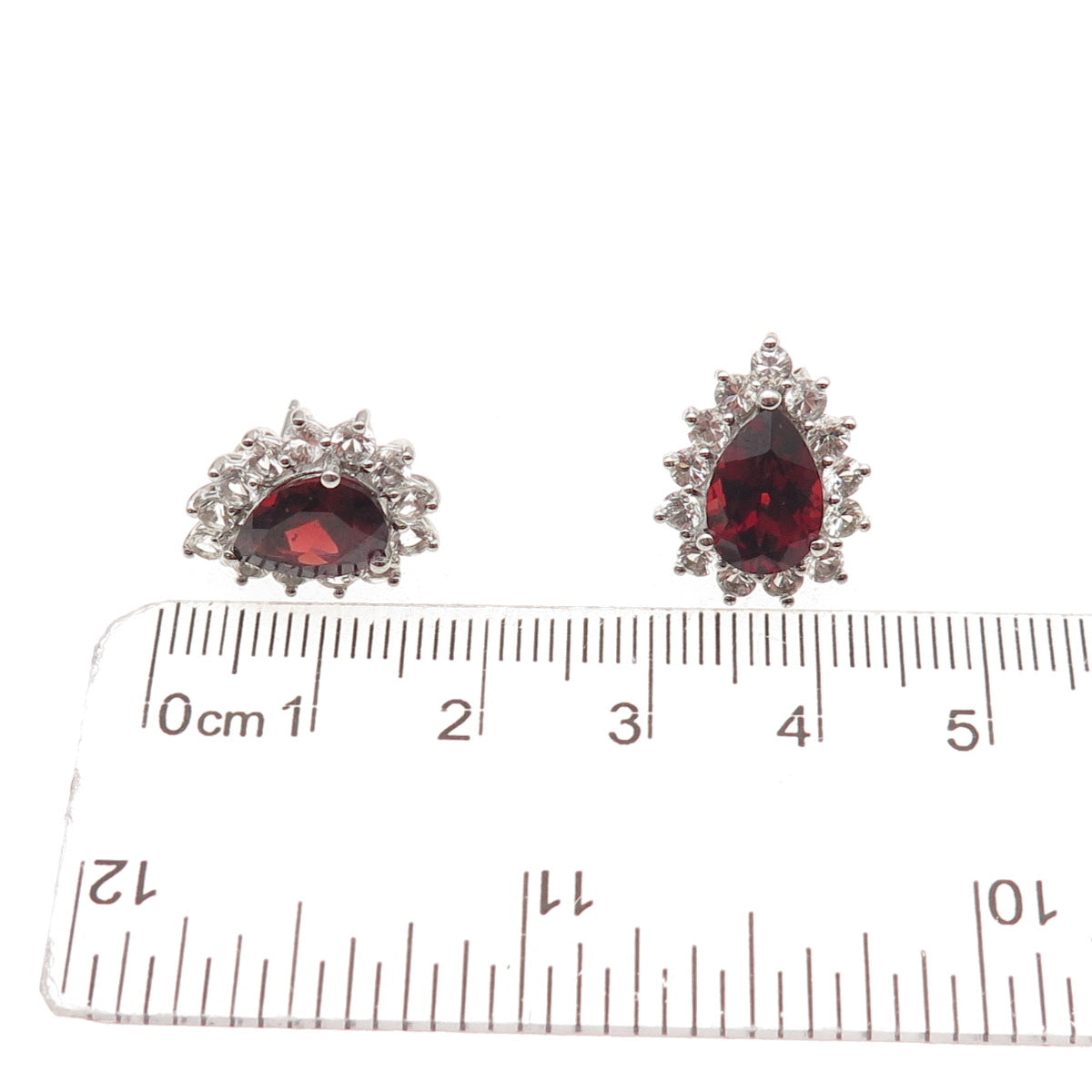 Harold Trujillo Sterling Silver Vintage Real Red Garnet & White Topaz Earrings
