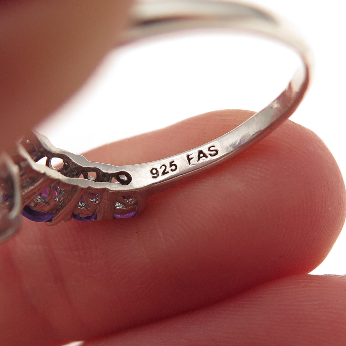 925 Sterling Silver Vintage Real Amethyst Adjustable Bypass Ring Size 9