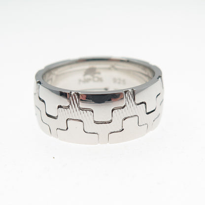 NEOS 925 Sterling Silver Textured Puzzle Band Ring Size 7.75