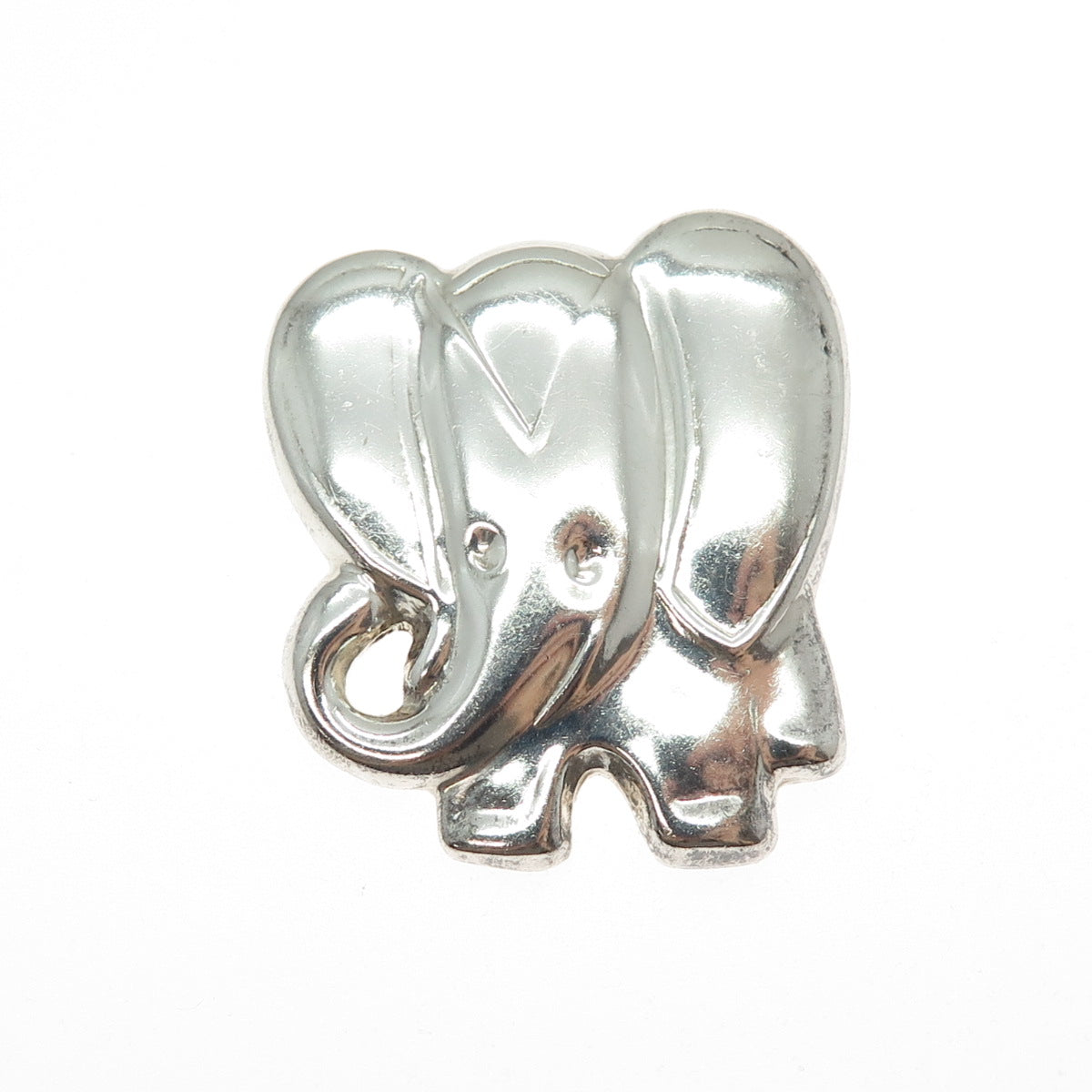925 Sterling Silver Vintage Mexico Modernist Puffy Elephant Pin Brooch