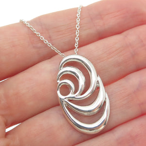 925 Sterling Silver Italy Modernist Swirl Cable Chain Necklace 18"
