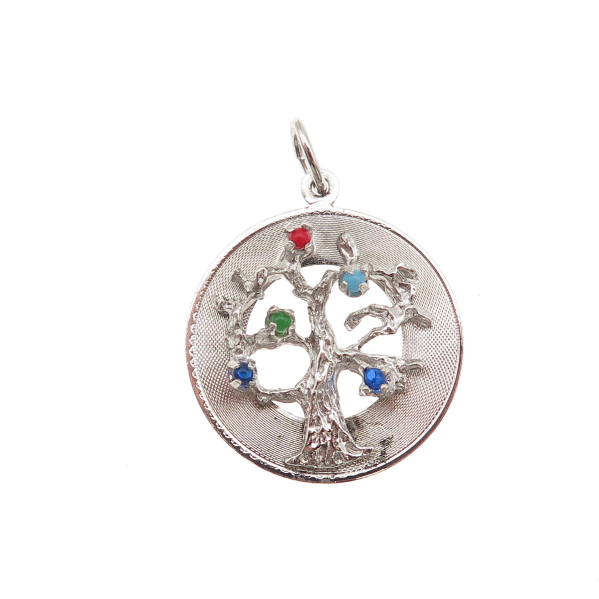 MARK MERCY 925 Sterling Silver Vintage Rhinestone Tree of Life Charm Pendant