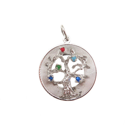 MARK MERCY 925 Sterling Silver Vintage Rhinestone Tree of Life Charm Pendant