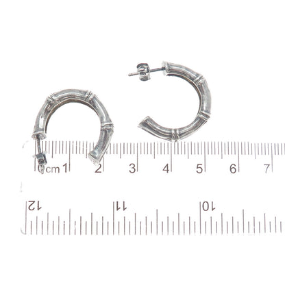 ECCLISSI 925 Sterling Silver Vintage Bamboo Hoop Oxidized Earrings