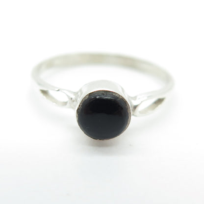 925 Sterling Silver Vintage Real Black Onyx Ring Size 6