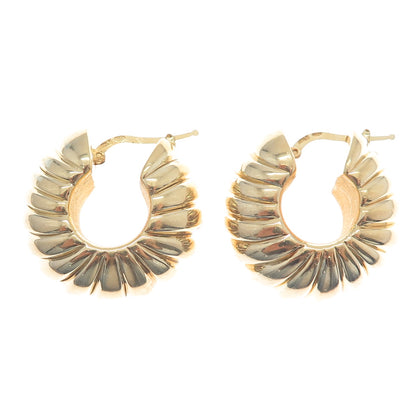 MILOR 925 Sterling Silver Gold Plated Vintage Italy Ribbed Hoop Earrings
