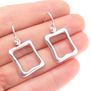 BARSE 925 Sterling Silver Vintage Modernist Square Dangle Earrings