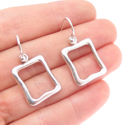 BARSE 925 Sterling Silver Vintage Modernist Square Dangle Earrings