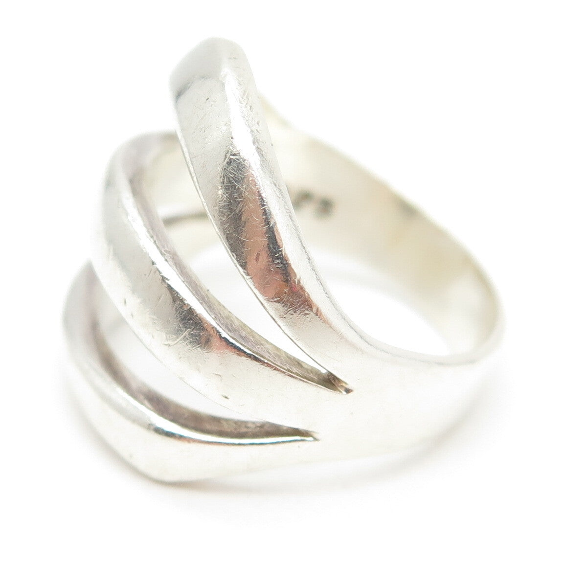 925 Sterling Silver Vintage Mexico Multi-Row Modernist Ring Size 9.25