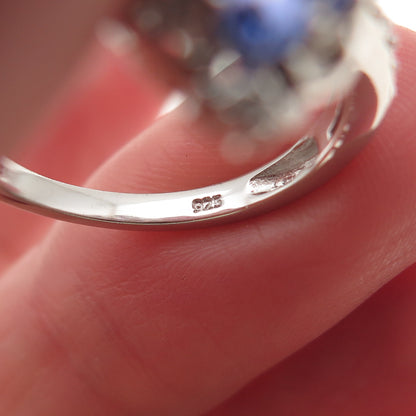 Chuck Clemency 925 Sterling Silver Real Tanzanite & White Topaz Ring Size 8