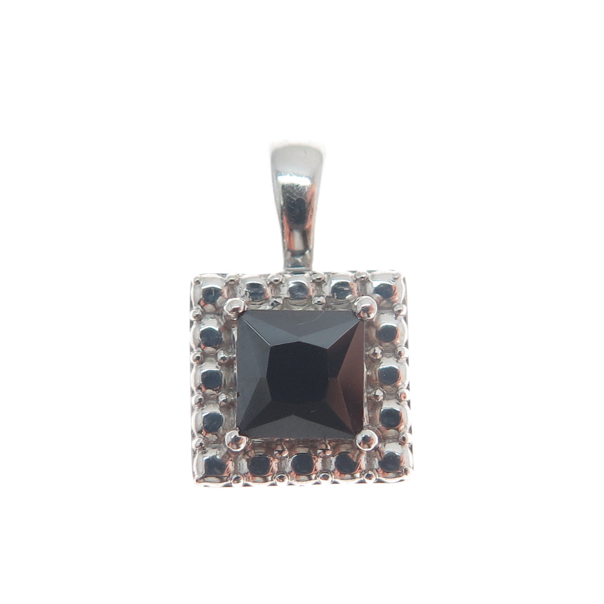 925 Sterling Silver Real Black Spinel Gemstone Minimalist Pendant