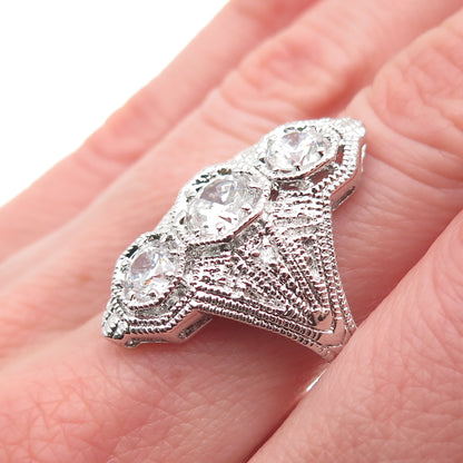 925 Sterling Silver Round-Cut C Z Bohemian Ring Size 9.25