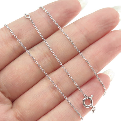 SUN 925 Sterling Silver Real Round-Cut Diamond "LOVE" Chain Necklace 16-18"