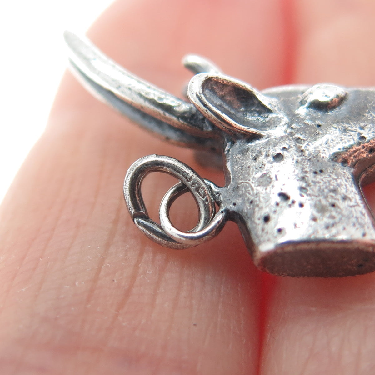 925 Sterling Silver Vintage Deer Oxidized Minimalist Charm Pendant