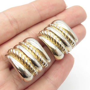 925 Sterling Silver Vintage 2-Tone Braided Earrings
