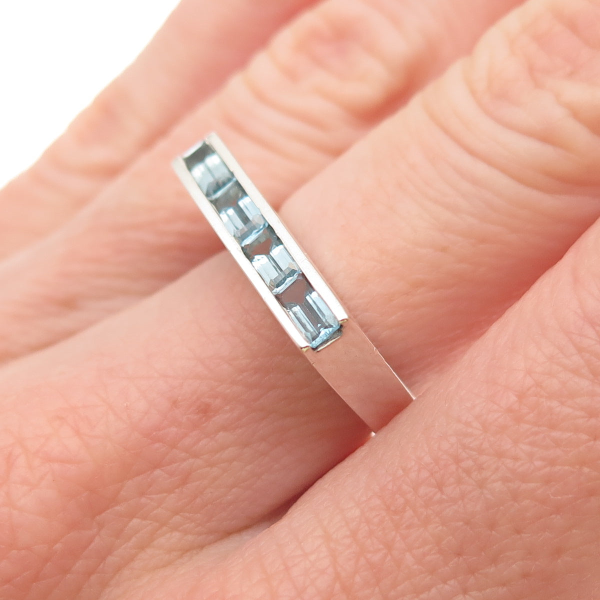 Elyse Fradkin 925 Sterling Silver Vintage Real Blue Topaz Ring Size 6.25