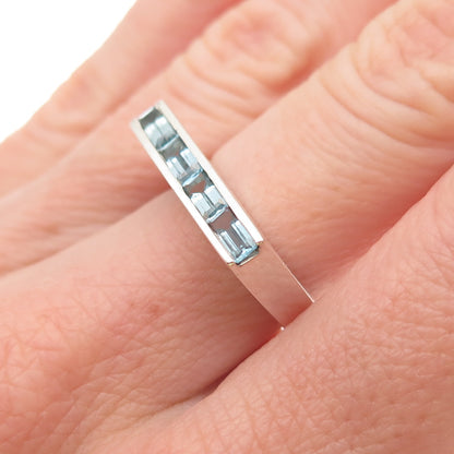 Elyse Fradkin 925 Sterling Silver Vintage Real Blue Topaz Ring Size 6.25