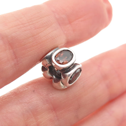 Pandora Moments Sterling Real Smoky Quartz Brown Oval Lights Slide Bead Charm