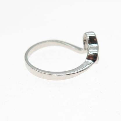 925 Sterling Silver Round-Cut Champagne C Z Modernist Heart Ring Size 7.75