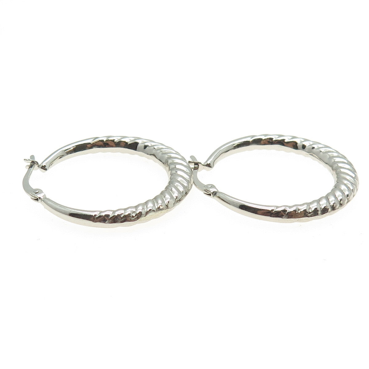 HAN 925 Sterling Silver Twisted Crescent Hoop Earrings