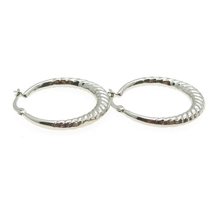 HAN 925 Sterling Silver Twisted Crescent Hoop Earrings