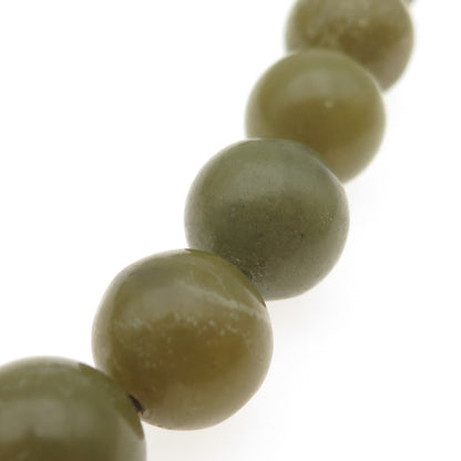 925 Sterling Silver Vintage Real Olive Green Jade Ball Beaded Necklace 16"
