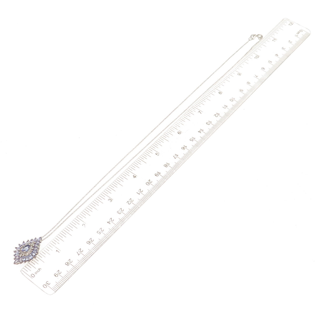 Chuck Clemency 925 Sterling Silver Real Tanzanite White Topaz Chain Necklace 20"