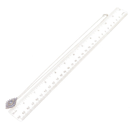 Chuck Clemency 925 Sterling Silver Real Tanzanite White Topaz Chain Necklace 20"