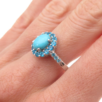 Chuck Clemency 925 Sterling Silver Real Turquoise & Apatite Ring Size 10.25