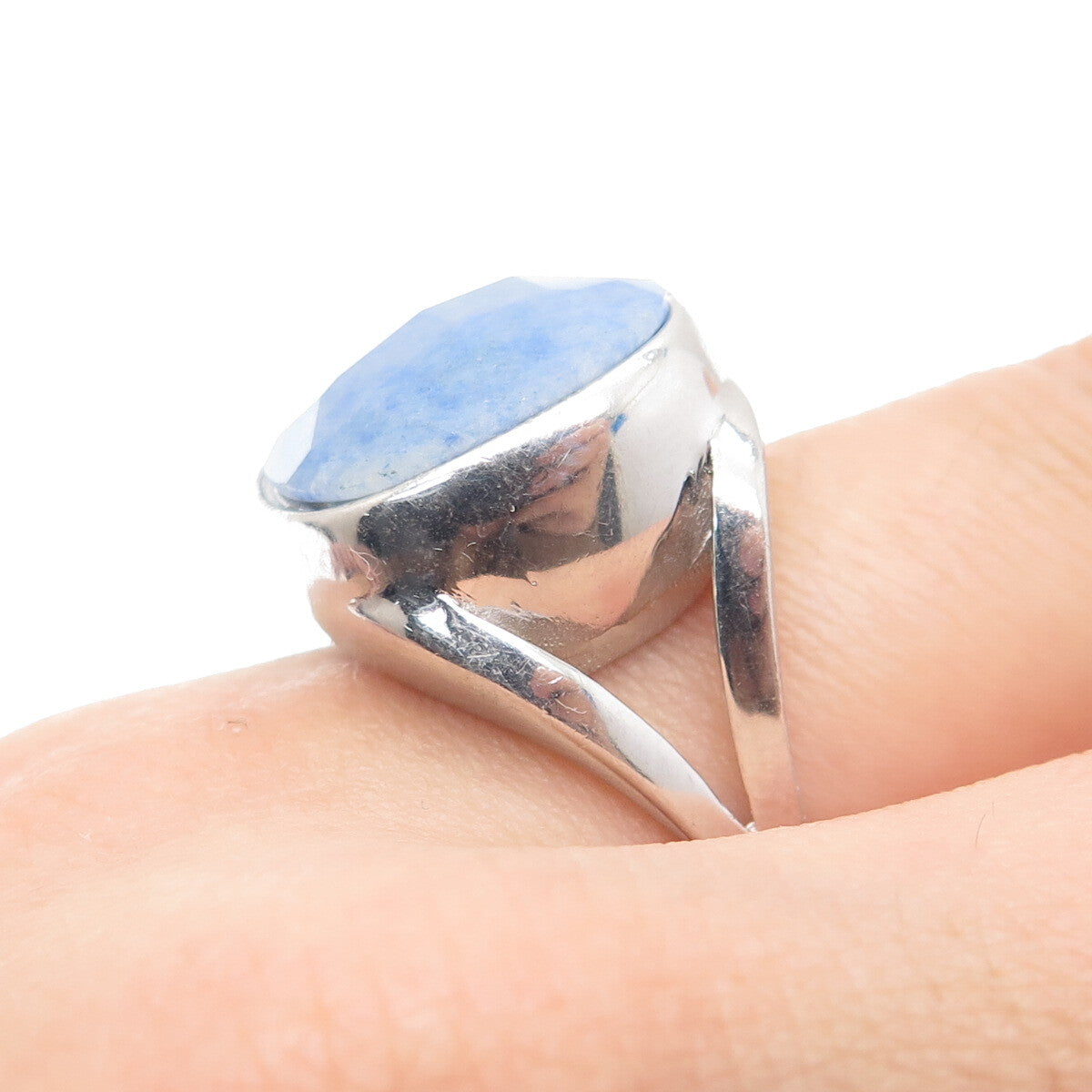 BLQ Basiq Jewelry 925 Sterling Silver Real Blue Aventurine Ring Size 9.5