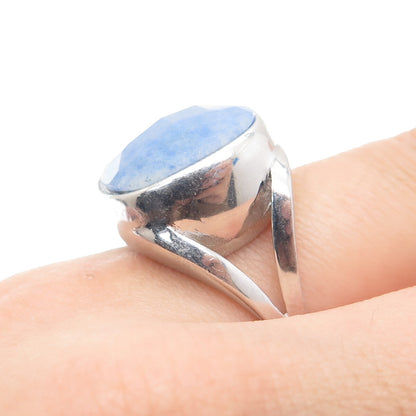 BLQ Basiq Jewelry 925 Sterling Silver Real Blue Aventurine Ring Size 9.5