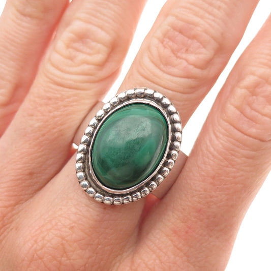 Old Pawn 925 Sterling Silver Vintage Southwestern Malachite Ring Size 11.5