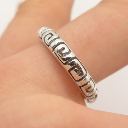 925 Sterling Silver Vintage Mexico Greek Maze Band Ring Size 8.75
